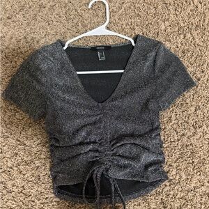 Forever 21 Glittery Ruched Crop Top
